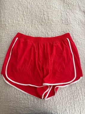 Abercrombie Red Women's Athletic Running Shorts with White Trim
